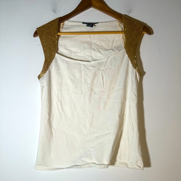 Elegant White and Gold Women's Top - Picture 2 of 11